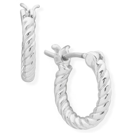 Lauren Ralph Lauren Silver Tone 18mm Rope Huggie Earrings