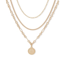 Lauren Ralph Lauren Gold Tone Multi Layered Crest Necklace