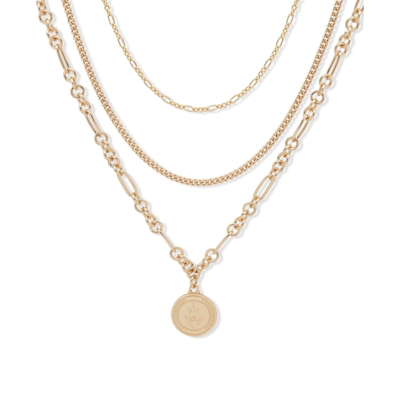 Main Image 1 of Lauren Ralph Lauren Gold Tone Multi Layered Crest Necklace