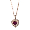 Thumbnail Image 1 of Le Vian 14ct Rose Gold 19&quot; 0.40ct Diamond & Rhodolite Heart Shaped Halo Necklace