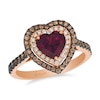 Thumbnail Image 1 of Le Vian 14ct Rose Gold 0.60ct Diamond & Rhodolite Heart Shaped Ring