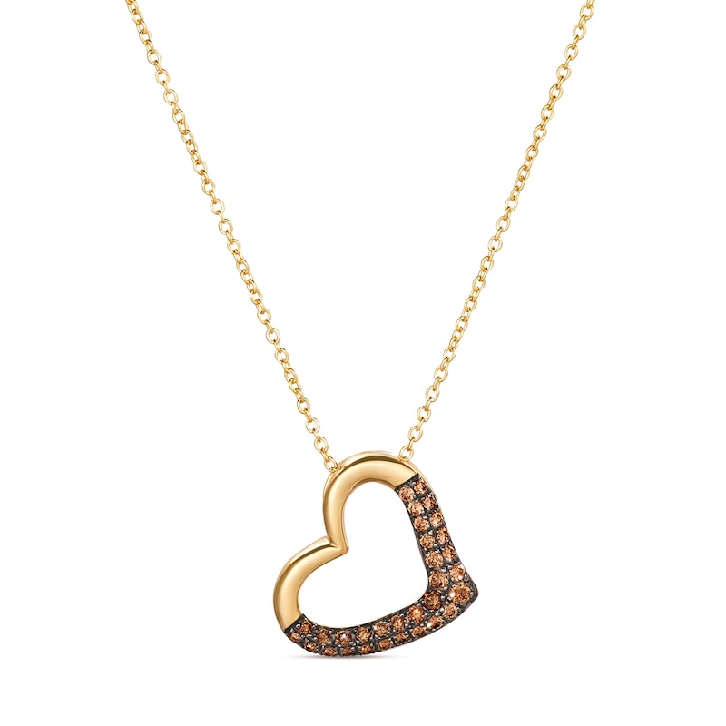 Main Image 1 of Le Vian 14ct Yellow Gold Chocolate 0.25ct Diamond Open Heart Shaped Necklace