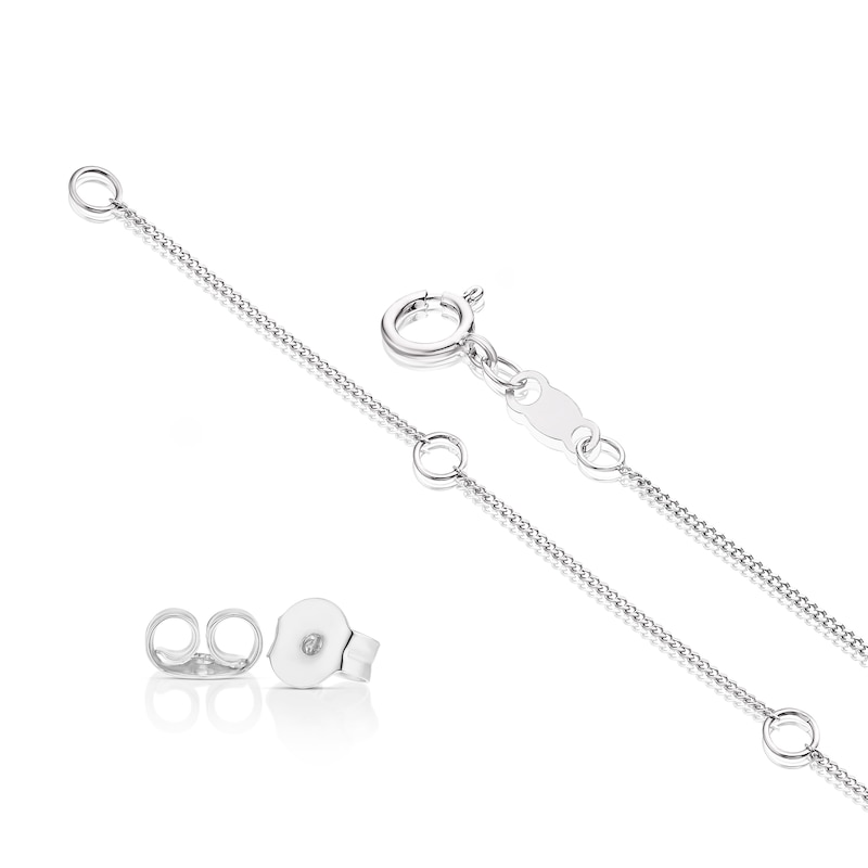 Main Image 3 of Sterling Silver 0.15ct Diamond Stud Earrings & Necklace Jewellery Set