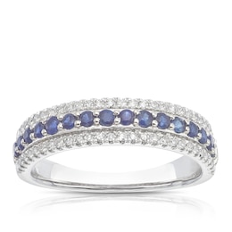 Platinum 0.20ct Diamond & Blue Sapphire Eternity Ring