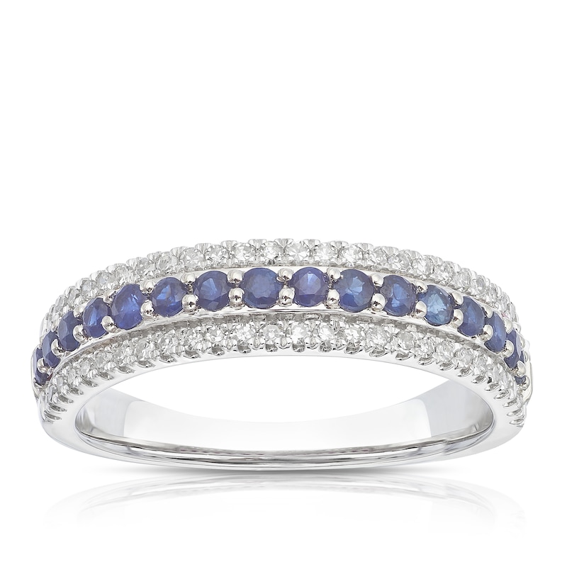 Main Image 1 of Platinum 0.20ct Diamond & Blue Sapphire Eternity Ring