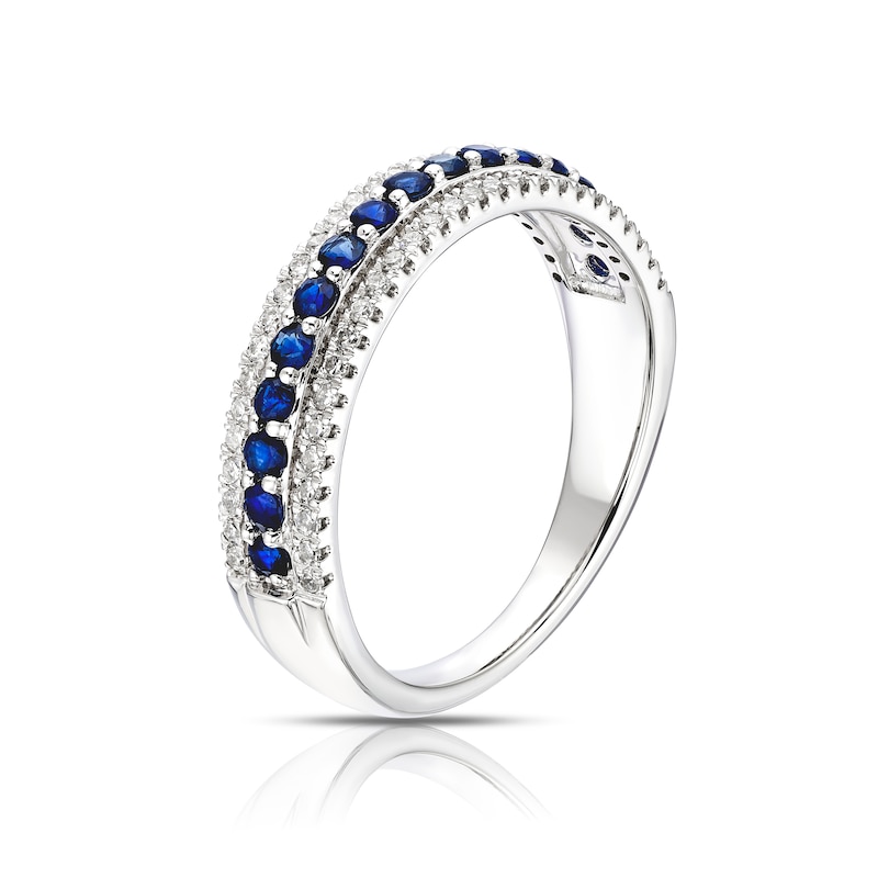 Main Image 2 of Platinum 0.20ct Diamond & Blue Sapphire Eternity Ring