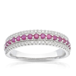 Platinum 0.20ct Diamond & Ruby Eternity Ring