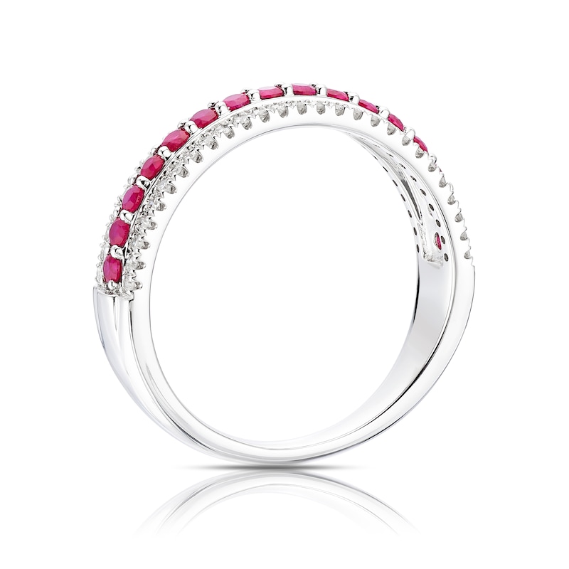 Main Image 3 of Platinum 0.20ct Diamond & Ruby Eternity Ring