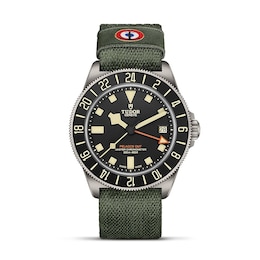 Tudor Pelagos FXD GMT 42mm Titanium & Green Fabric Strap Watch