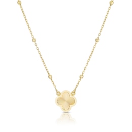 9ct Yellow Gold 16&quot; Diamond Cut Clover Pendant Necklace