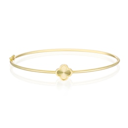 9ct Yellow Gold Diamond Cut Clover Charm Bangle