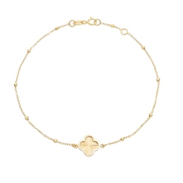 9ct Yellow Gold 7&quot; Diamond Cut Clover Charm Bracelet