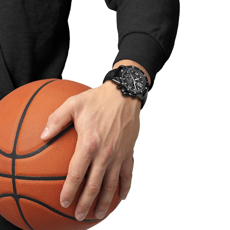 Main Image 6 of Tissot Supersport NBA Black Leather Strap Special Edition Watch