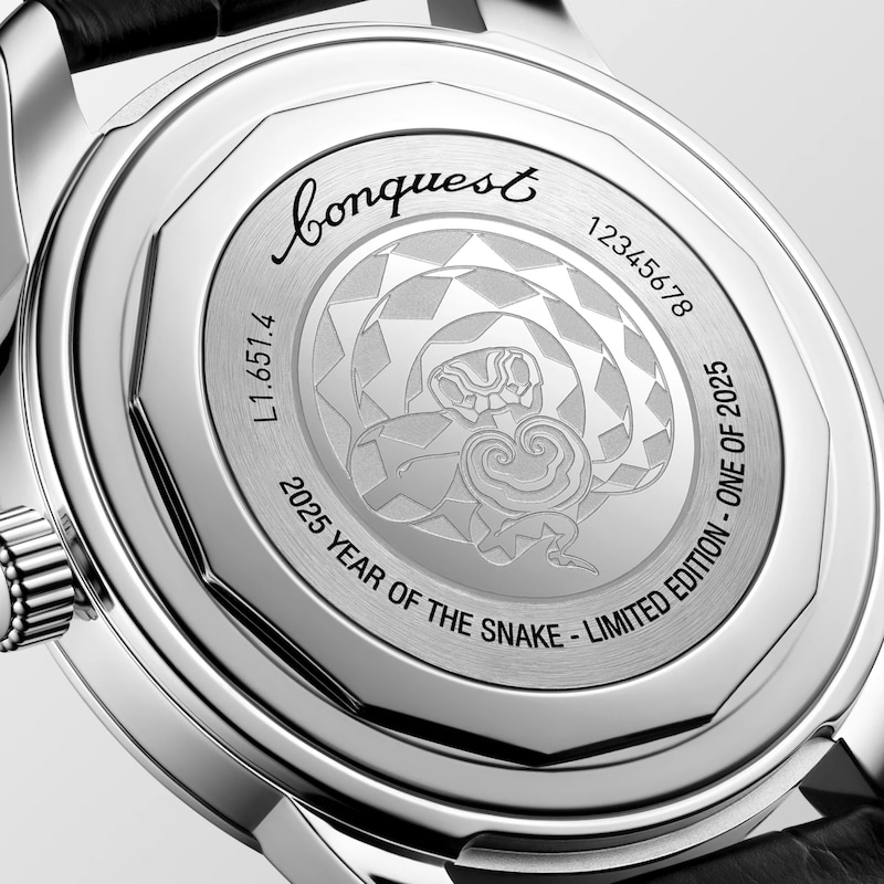 Main Image 5 of Longines Conquest Heritage Year Of The Snake Edition Black Leather Strap Watch