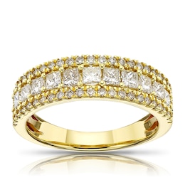 18ct Yellow Gold 1ct Total Diamond Three Row Eternity Ring