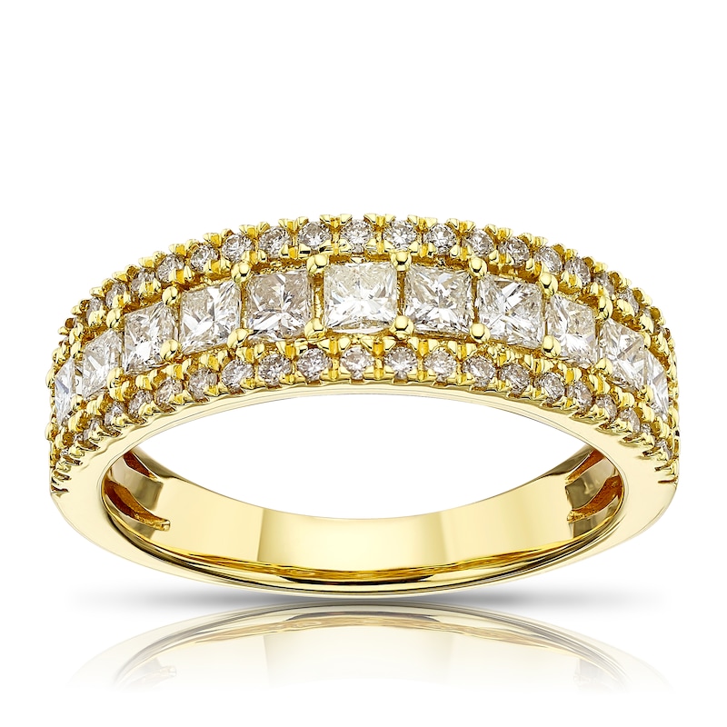 Main Image 1 of 18ct Yellow Gold 1ct Total Diamond Three Row Eternity Ring