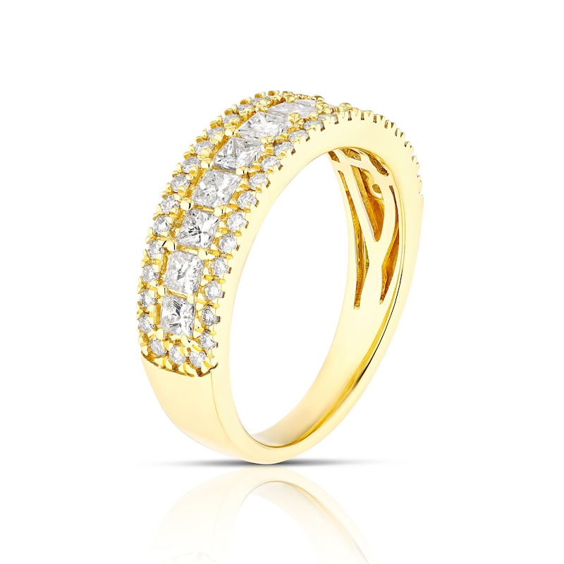 Main Image 2 of 18ct Yellow Gold 1ct Total Diamond Three Row Eternity Ring