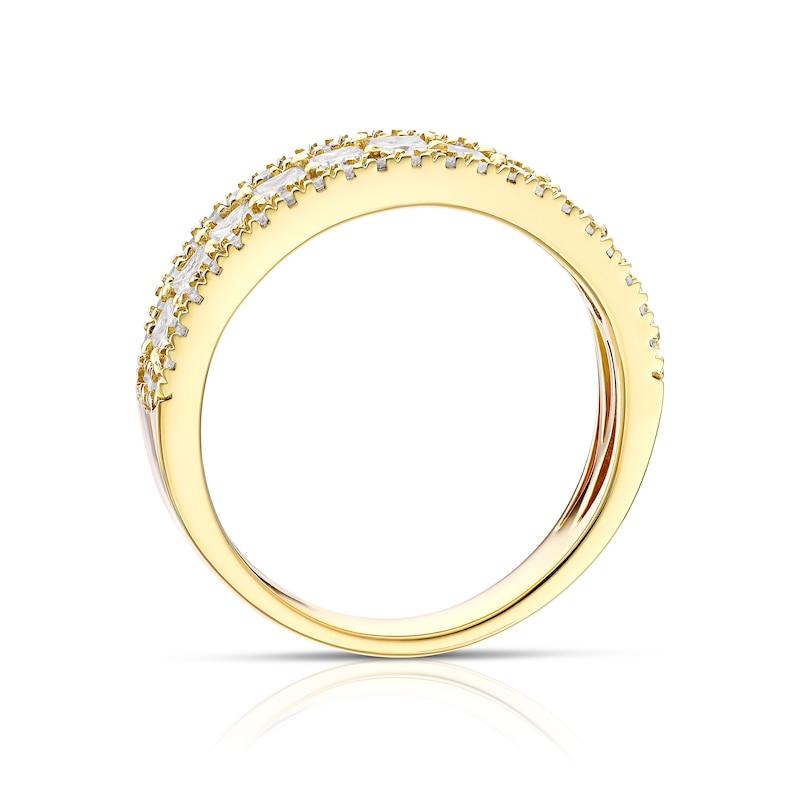 Main Image 3 of 18ct Yellow Gold 1ct Total Diamond Three Row Eternity Ring