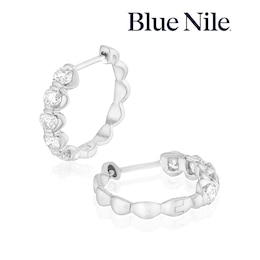 Blue Nile 14ct White Gold 16mm 1ct Diamond Hoop Earrings