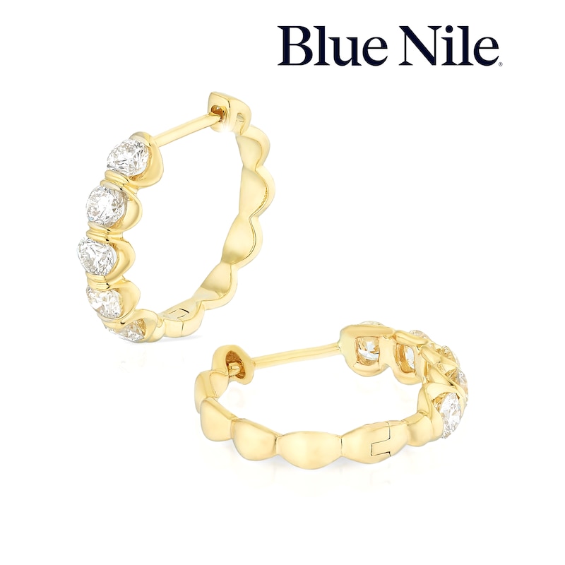 Main Image 1 of Blue Nile 14ct Yellow Gold 16mm 1ct Diamond Hoop Earrings