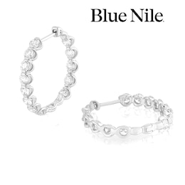 Blue Nile 14ct White Gold 22mm 2ct Diamond Hoop Earrings