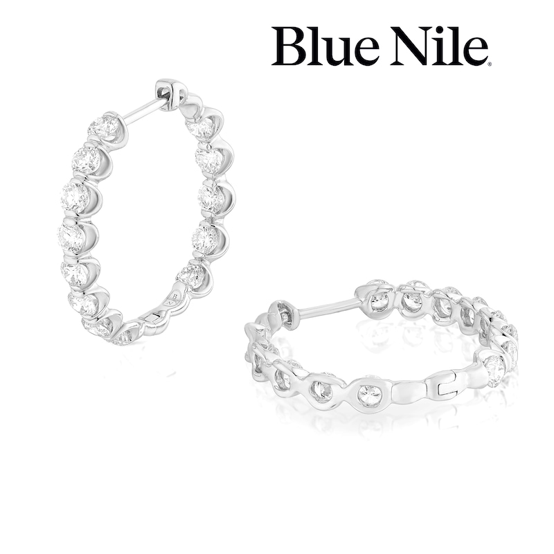 Main Image 1 of Blue Nile 14ct White Gold 22mm 2ct Diamond Hoop Earrings