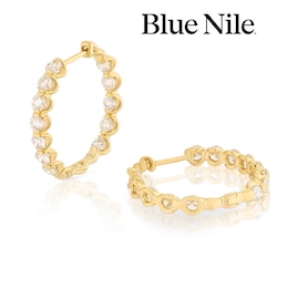 Blue Nile 14ct Yellow Gold 22mm 2ct Diamond Hoop Earrings