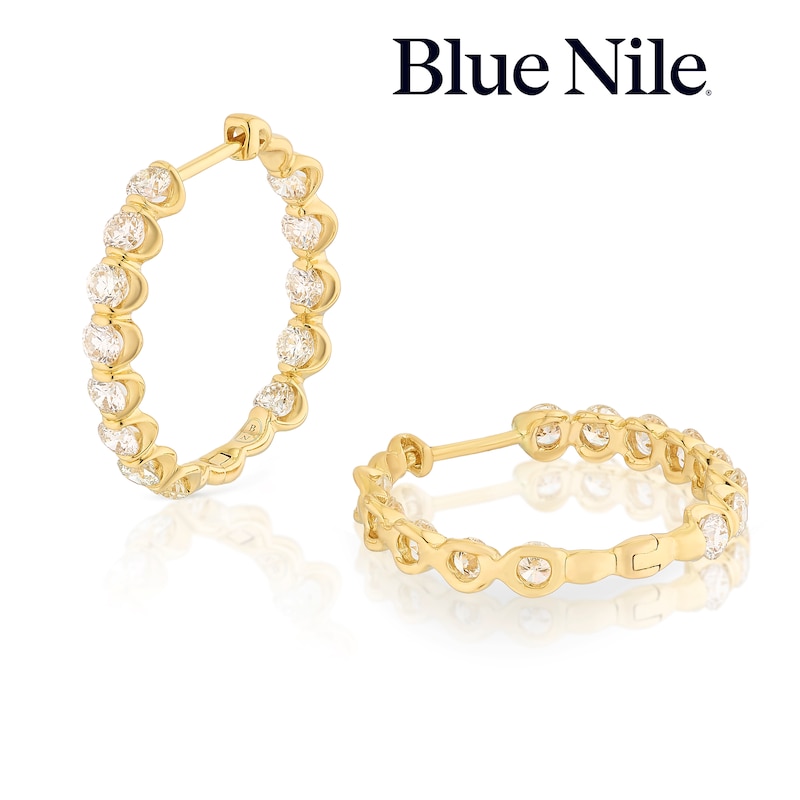 Main Image 1 of Blue Nile 14ct Yellow Gold 22mm 2ct Diamond Hoop Earrings