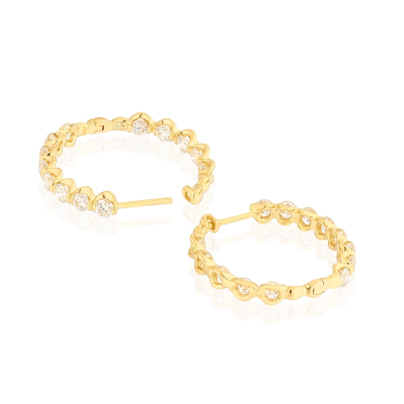 Main Image 2 of Blue Nile 14ct Yellow Gold 22mm 2ct Diamond Hoop Earrings