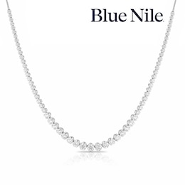 Blue Nile 14ct White Gold 3ct Diamond Graduated Tennis Necklace