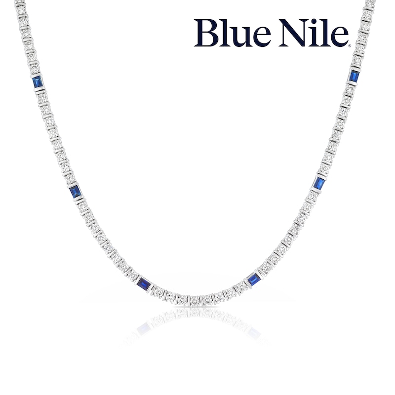 Main Image 1 of Blue Nile 14ct White Gold 18&quot; 2ct Diamond & Sapphire Tennis Necklace