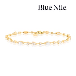 Blue Nile 14ct Yellow Gold 2.50ct Diamond Mixed Cut Station Bracelet