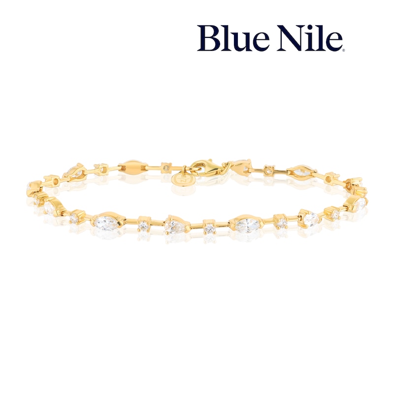 Main Image 1 of Blue Nile 14ct Yellow Gold 2.50ct Diamond Mixed Cut Station Bracelet