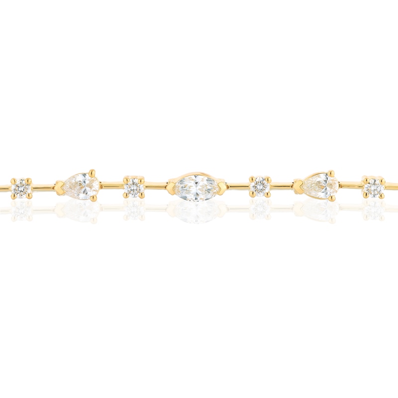 Main Image 2 of Blue Nile 14ct Yellow Gold 2.50ct Diamond Mixed Cut Station Bracelet