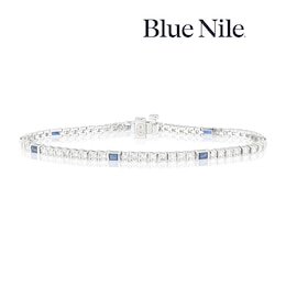 Blue Nile 14ct White Gold 2ct Diamond & Sapphire Tennis Bracelet