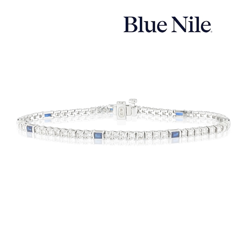 Main Image 1 of Blue Nile 14ct White Gold 2ct Diamond & Sapphire Tennis Bracelet