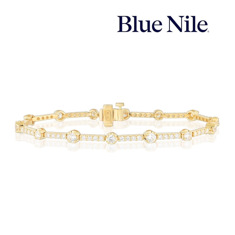 Main Image 1 of Blue Nile 14ct Yellow Gold 3ct Diamond Station Bracelet