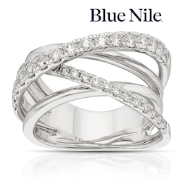 Blue Nile 14ct White Gold 1ct Diamond Layered Cocktail Ring