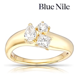 Blue Nile 14ct Yellow Gold 0.75ct Diamond Three Stone Ring