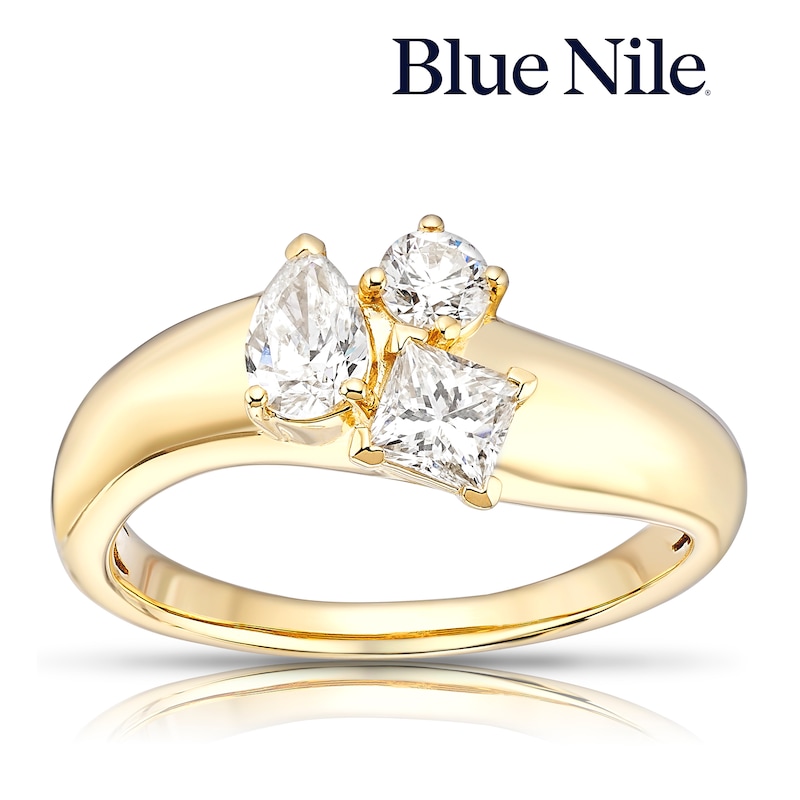 Main Image 1 of Blue Nile 14ct Yellow Gold 0.75ct Diamond Three Stone Ring