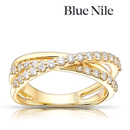 Blue Nile 14ct Yellow Gold 0.50ct Diamond Crossover Ring