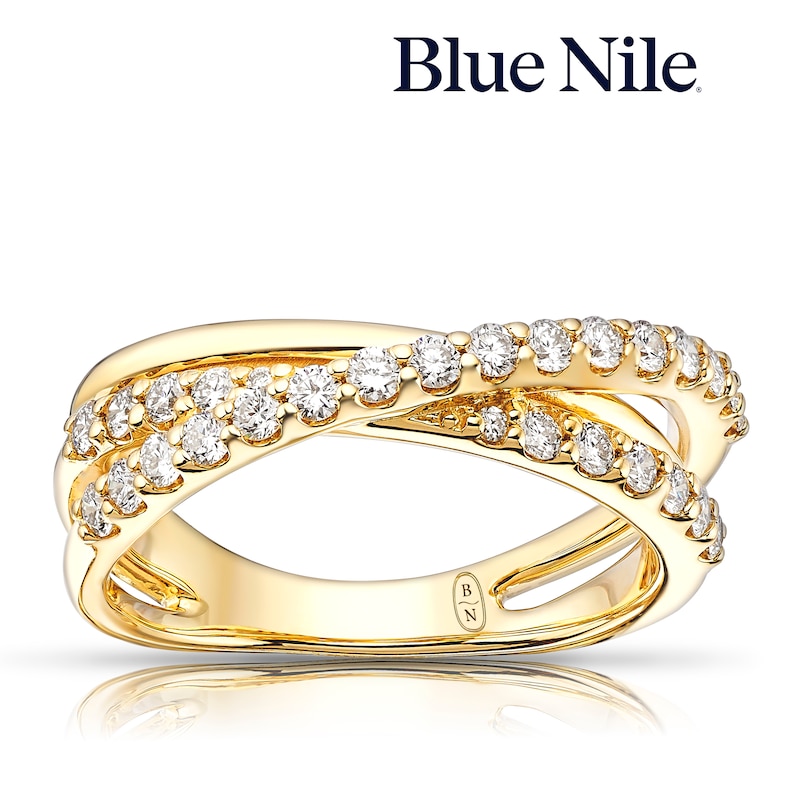 Main Image 1 of Blue Nile 14ct Yellow Gold 0.50ct Diamond Crossover Ring