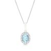 Thumbnail Image 1 of 9ct White Gold 16+2&quot; 0.15ct Diamond & Aquamarine Pendant Necklace