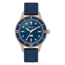 Bulova MIL-SHIPS 150th Anniversary Men's Blue Hybrid Strap Watch