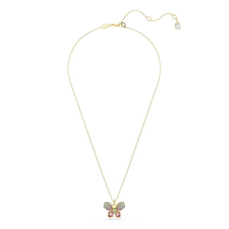 Main Image 1 of Swarovski Idyllia Gold Tone Multicoloured Crystal Pavé Butterfly Pendant Necklace