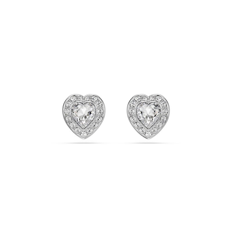 Main Image 1 of Swarovski x Ariana Grande Silver Tone & Crystal Heart Shaped Stud Earrings