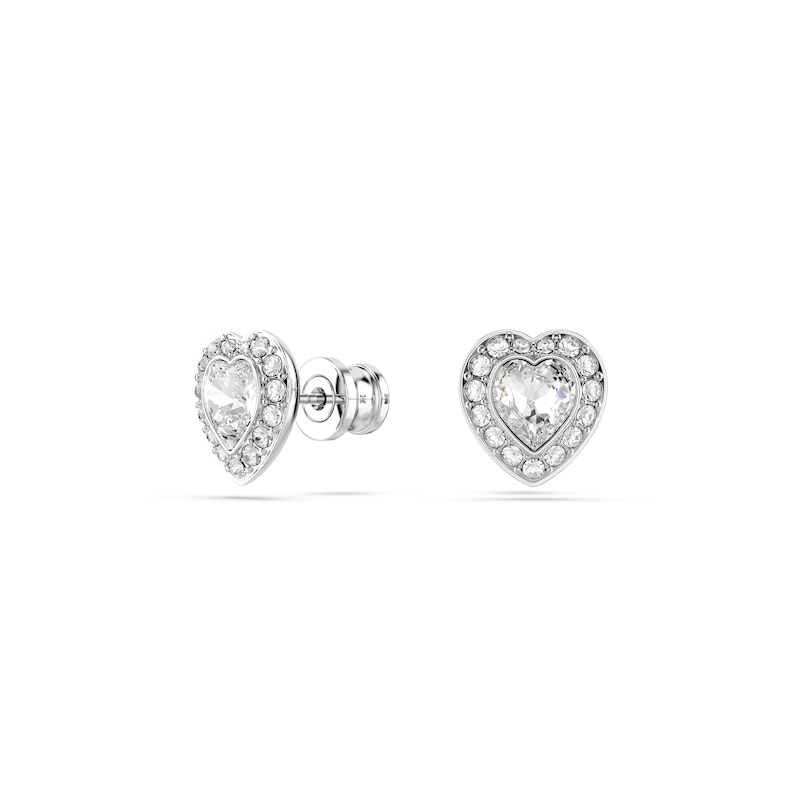 Main Image 2 of Swarovski x Ariana Grande Silver Tone & Crystal Heart Shaped Stud Earrings