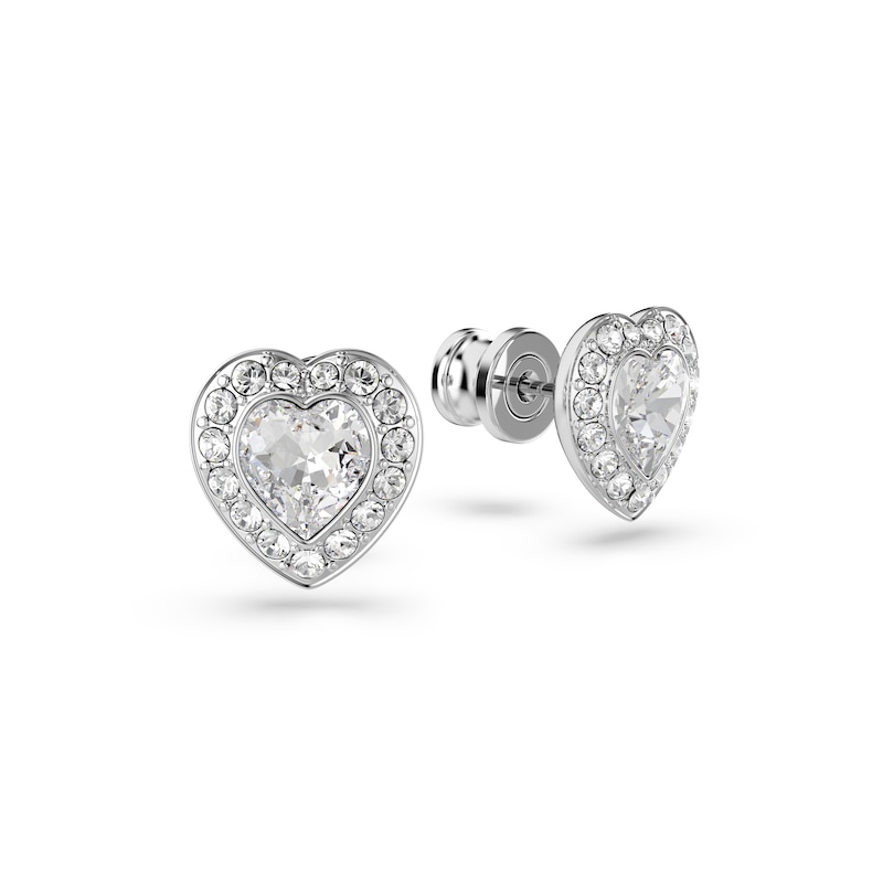 Main Image 3 of Swarovski x Ariana Grande Silver Tone & Crystal Heart Shaped Stud Earrings