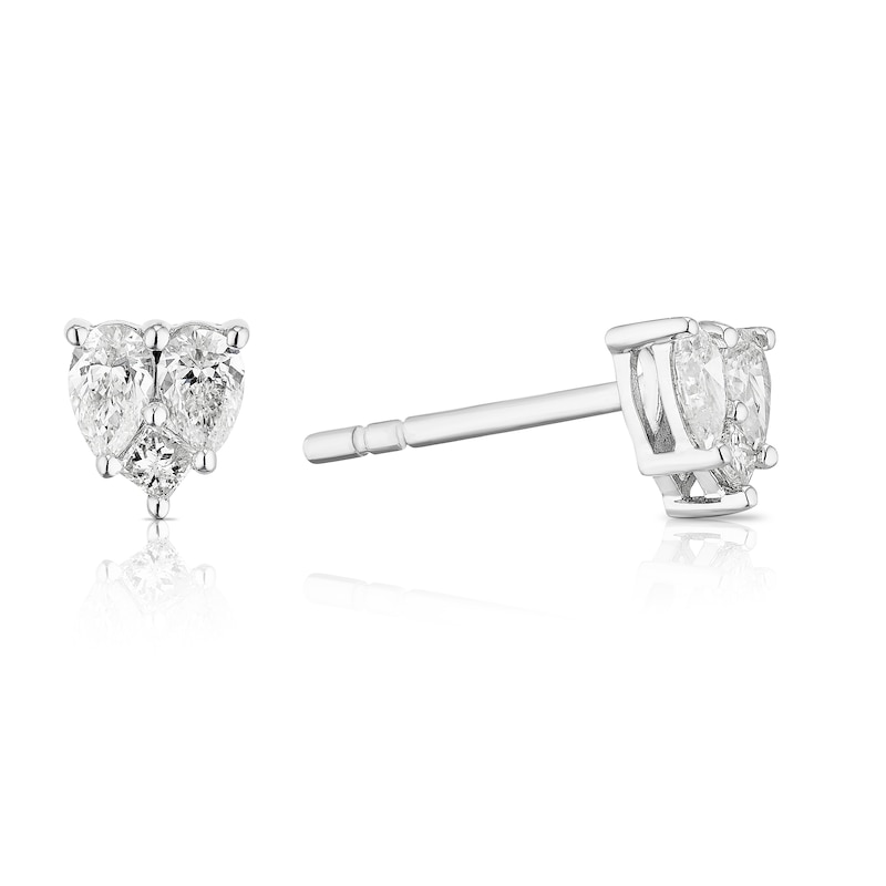 Main Image 1 of 9ct White Gold 0.30ct Diamond Heart Shaped Earrings