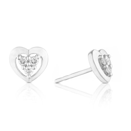 Sterling Silver 0.10ct Diamond Heart Shaped Earrings